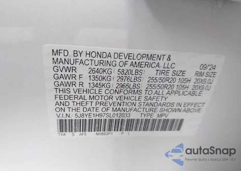 2025 Acura Mdx A-Spec Advance Package из США, поврежденный, VIN 5J8YE1H97SL012033